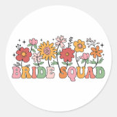 Bruid Squad Wildflower Wedding Bruidsfeest Bachel Ronde Sticker (Voorkant)
