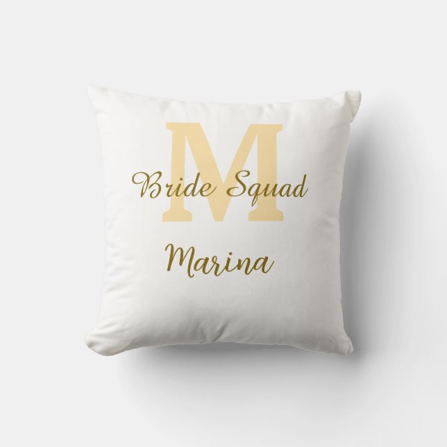 Bruid squadre monogram gouden bruiloft eenvoudig  kussen (Voorkant)