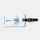 Bruid Stam Blauw Tropische Palmboom Op Maat Bagagelabel (Voorkant horizontaal)
