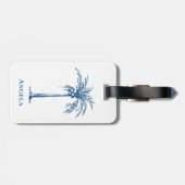 Bruid Stam Blauw Tropische Palmboom Op Maat Bagagelabel (Achterkant horizontaal)