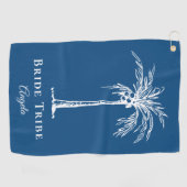 Bruid Stam Blauw Witte Palmboom Op Maat Golfhanddoek (Horizontaal)