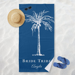 Bruid Stam Blauw Witte Palmboom Op Maat Strandlaken