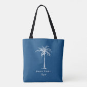 Bruid Stam Blauw Witte Palmboom Op Maat Tote Bag (Achterkant)