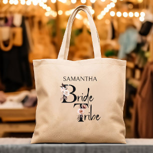 Bruid Stam Bloemrijke Letters Boho Bachelorette Tote Bag