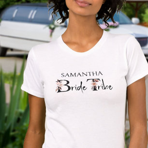 Bruid Stam Boho Bloemige Letters Meidenavond T-shirt