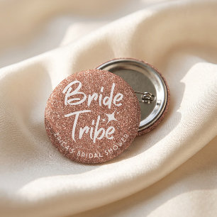 Bruid stam bruidsfeest roze gouden speld ronde button 5,7 cm