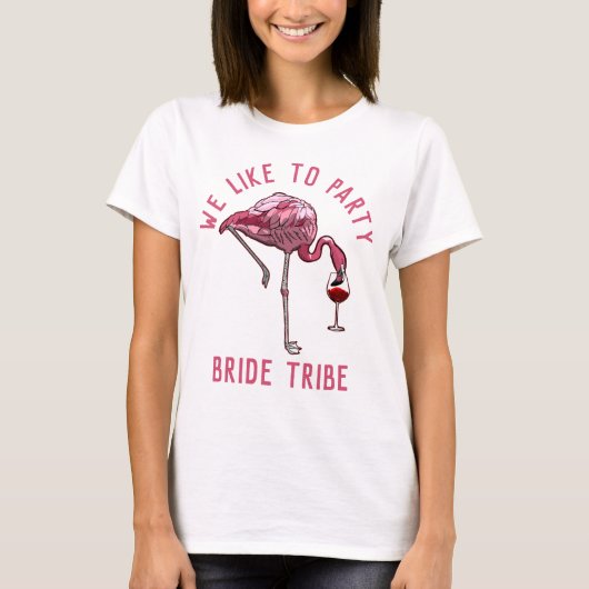 Bruid Stam Flamingo Houdt van Feest Bruidsmeisjes T-shirt (Voorkant)