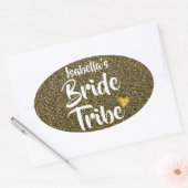 Bruid Stam Goud Datum Hart Persoonlijke Glitters Ovale Sticker (Envelop)
