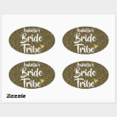 Bruid Stam Goud Datum Hart Persoonlijke Glitters Ovale Sticker (Vel)