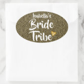 Bruid Stam Goud Datum Hart Persoonlijke Glitters Ovale Sticker (Tas)