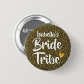 Bruid Stam Goud Datum Hart Persoonlijke Glitters Ronde Button 5,7 Cm (Voorkant /achterkant)