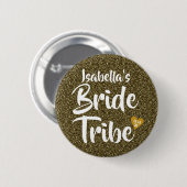 Bruid Stam Goud Datum Hart Persoonlijke Glitters Ronde Button 5,7 Cm (Voorkant /achterkant)