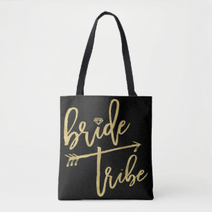 Bruid stam gouden diamanten bruiloftsfeest tote ta bag