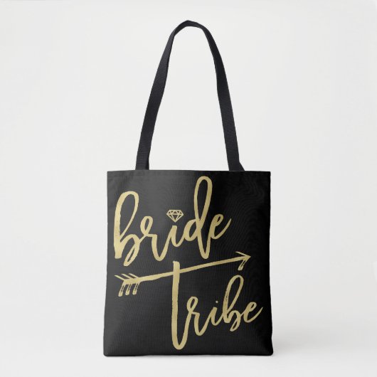 Bruid stam gouden diamanten bruiloftsfeest tote ta bag (Voorkant)