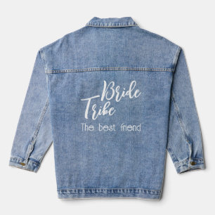 Bruid Stam Moderne Script Bruiloft Denim Jacket