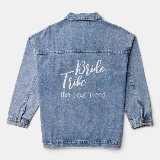 Bruid Stam Moderne Script Bruiloft Denim Jacket (Achterkant)