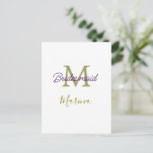 Bruid stam monogram bruiloft eenvoudig goud briefkaart (Staand voorkant)