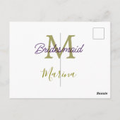 Bruid stam monogram bruiloft eenvoudig goud briefkaart (Achterkant)