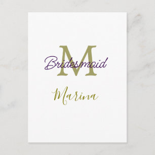 Bruid stam monogram bruiloft eenvoudig goud briefkaart