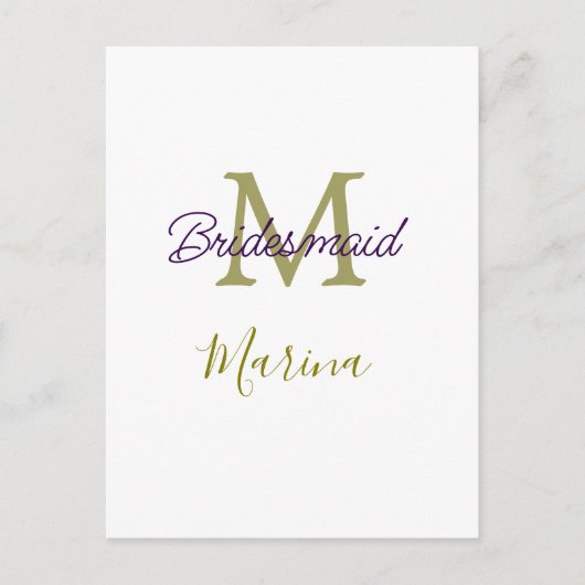 Bruid stam monogram bruiloft eenvoudig goud briefkaart (Voorkant)