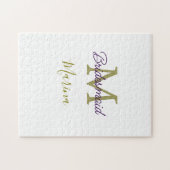 Bruid stam monogram bruiloft eenvoudig goud legpuzzel (Horizontaal)