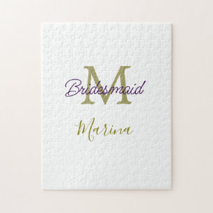 Bruid stam monogram bruiloft eenvoudig goud legpuzzel