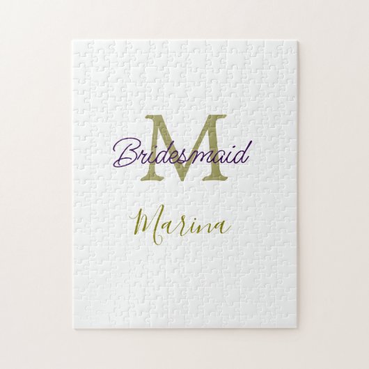 Bruid stam monogram bruiloft eenvoudig goud legpuzzel (Verticaal)