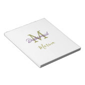 Bruid stam monogram bruiloft eenvoudig goud p notitieblok (Schuin)
