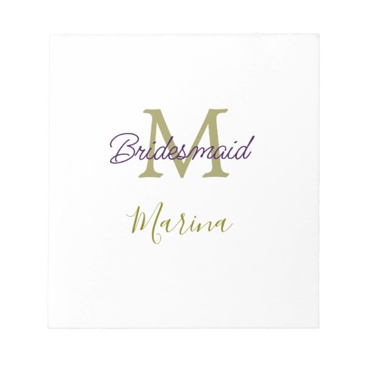 Bruid stam monogram bruiloft eenvoudig goud p notitieblok (Voorkant)