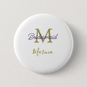 Bruid stam monogram bruiloft eenvoudig goud p ronde button 5,7 cm