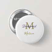 Bruid stam monogram bruiloft eenvoudig goud p ronde button 5,7 cm (Voorkant /achterkant)