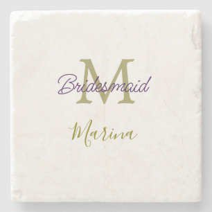 Bruid stam monogram bruiloft eenvoudig goud p stenen onderzetter