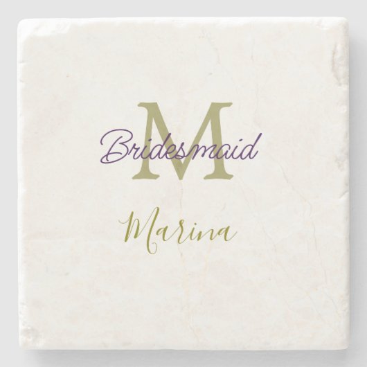 Bruid stam monogram bruiloft eenvoudig goud p stenen onderzetter (Voorkant)