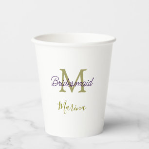 Bruid stam monogram bruiloft eenvoudig goud papieren bekers