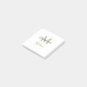 Bruid stam monogram bruiloft eenvoudig goud post-it® notes (Schuin)