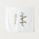 Bruid stam monogram bruiloft eenvoudig goud wandkleed (Voorkant (horizontaal))