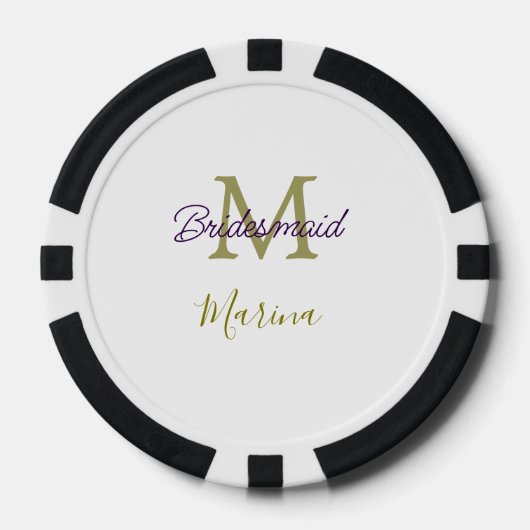 Bruid stam monogram bruiloft eenvoudig goudkleurig poker chips (Voorkant)