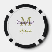 Bruid stam monogram bruiloft eenvoudig goudkleurig poker chips (Achterkant)