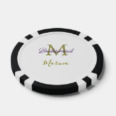 Bruid stam monogram bruiloft eenvoudig goudkleurig poker chips (Enkel)