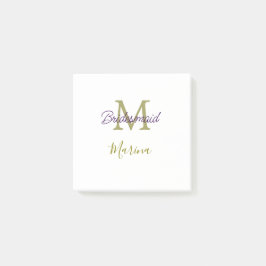 Bruid stam monogram bruiloft eenvoudig goudkleurig post-it® notes