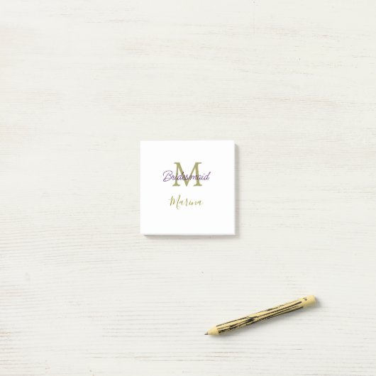 Bruid stam monogram bruiloft eenvoudig goudkleurig post-it® notes (Op bureau)
