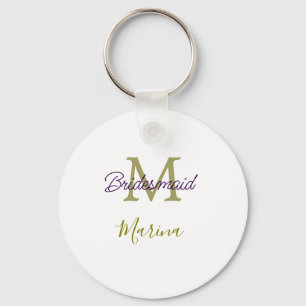 Bruid stam monogram bruiloft eenvoudig goudkleurig sleutelhanger