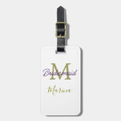 Bruid stam monogram bruiloftsshower eenvoudig goud bagagelabel (Voorkant verticaal)