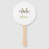 Bruid stam monogram bruiloftsshower eenvoudig goud handwaaier (Achterkant)