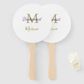 Bruid stam monogram bruiloftsshower eenvoudig goud handwaaier (Voorkant en achterkant)