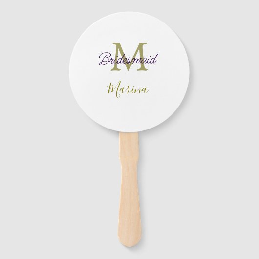 Bruid stam monogram bruiloftsshower eenvoudig goud handwaaier (Voorkant)