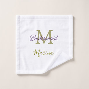 Bruid stam monogram huwelijksfeest eenvoudig goud washandje