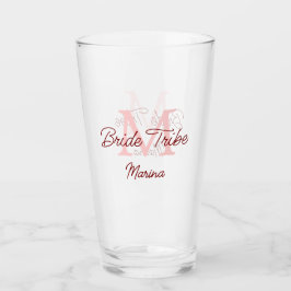 Bruid stam monogram rode bruiloft bruidsshow eenvo glas