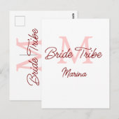 Bruid stam monogram rode bruiloft eenvoudig mini briefkaart (Voorkant / Achterkant)