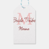 Bruid stam monogram rode bruiloftsshower eenvoudig cadeaulabel (Achterkant)